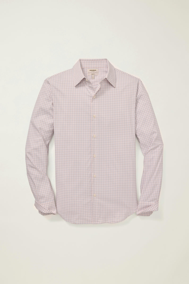 Wholesale,Bonobos, Bonobos Orang/Blue Plaid Slim Fit Shirt, Orange, Medium-42-TagM