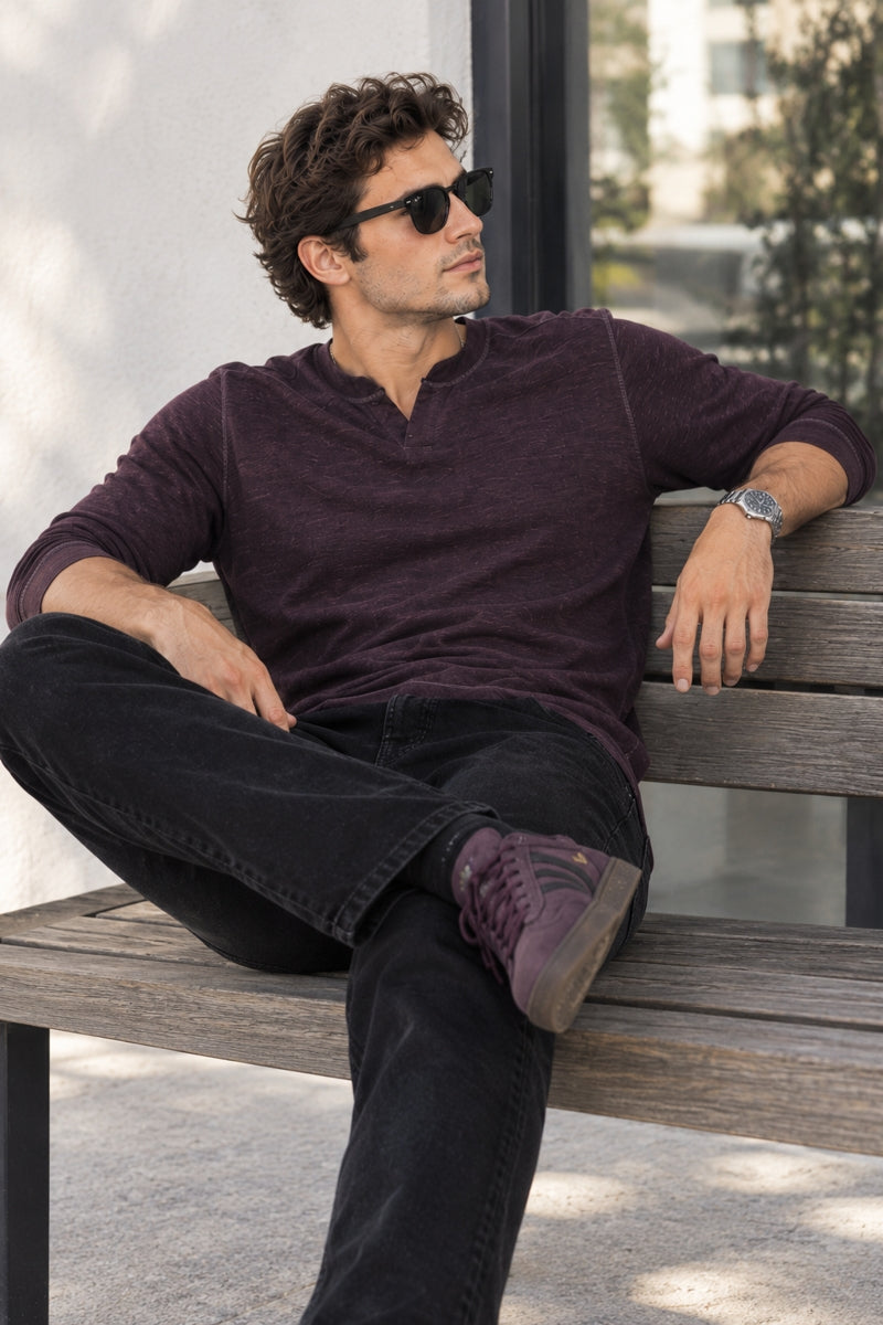 Wholesale,Nicoby Age of Wisdom, Nicoby Age of Wisdom Burgundy Keyhole Sweatshirt, Purple, Medium-42-TagM
