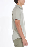 Civil Society Sage Green Knit Striped Jacquard Short Sleeve Shirt