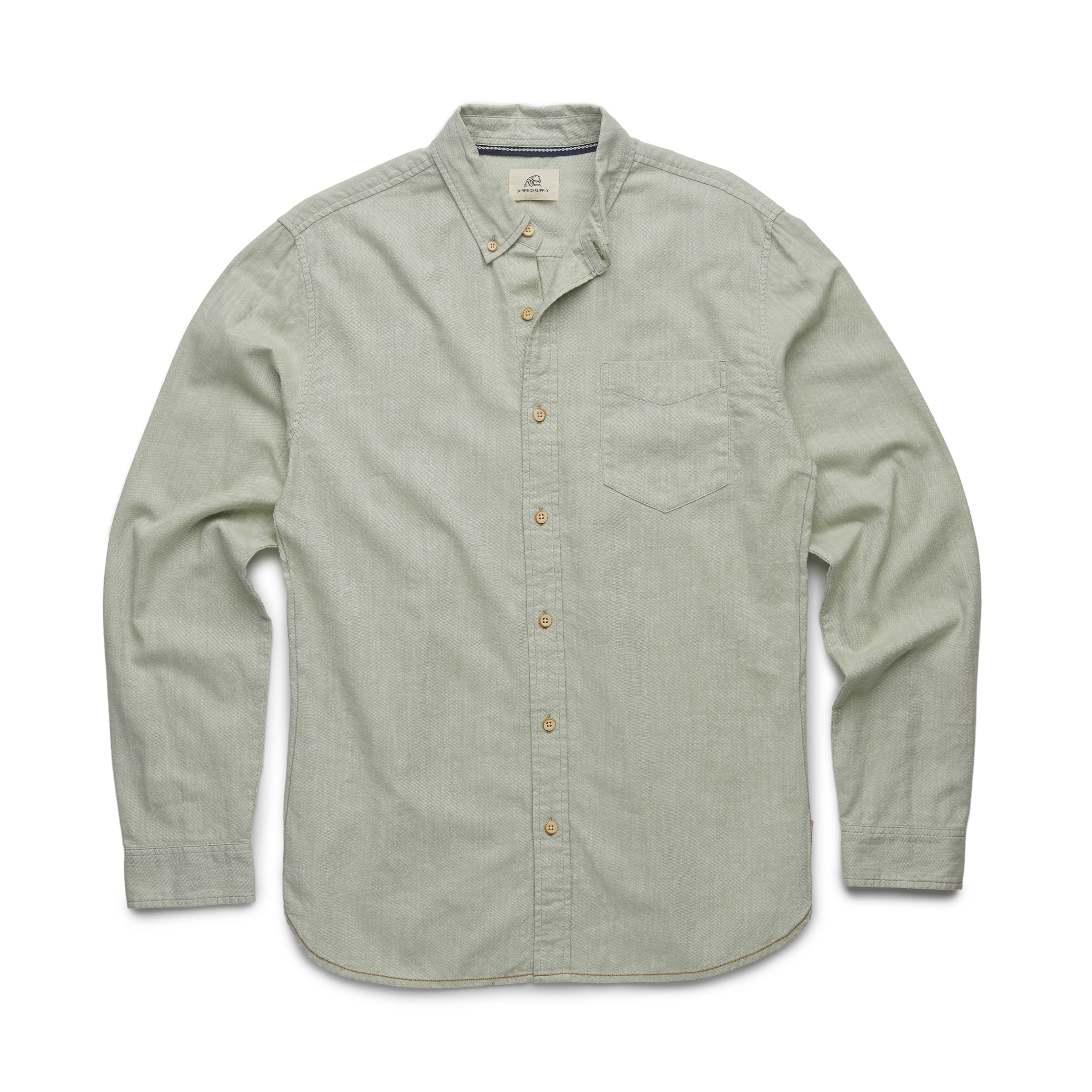 Faire,Surfside Supply, Surfside Supply Pastel Green Airy Cotton Button Up Shirt With Front Chest Pocket, Green, Large-46-TagL