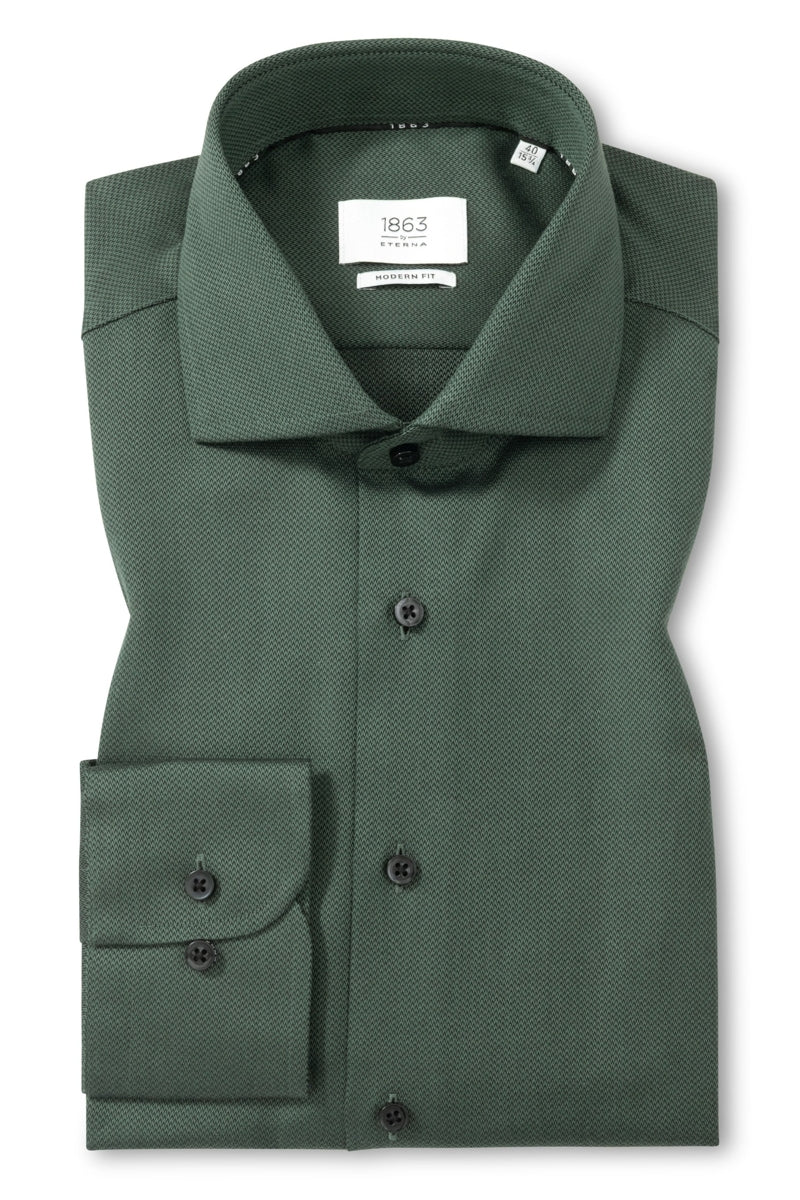 Wholesale,1863 by Eterna, 1863 by Eterna Dark Green Dobby Modern Fit Shirt, Green, Large-48-Tag16