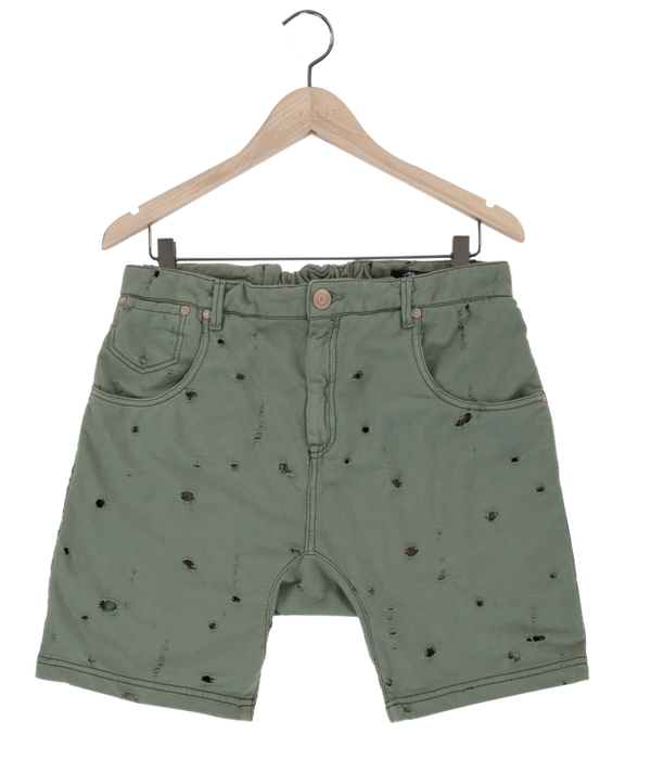 Reese De Luca Olive Ripped French Terry Shorts