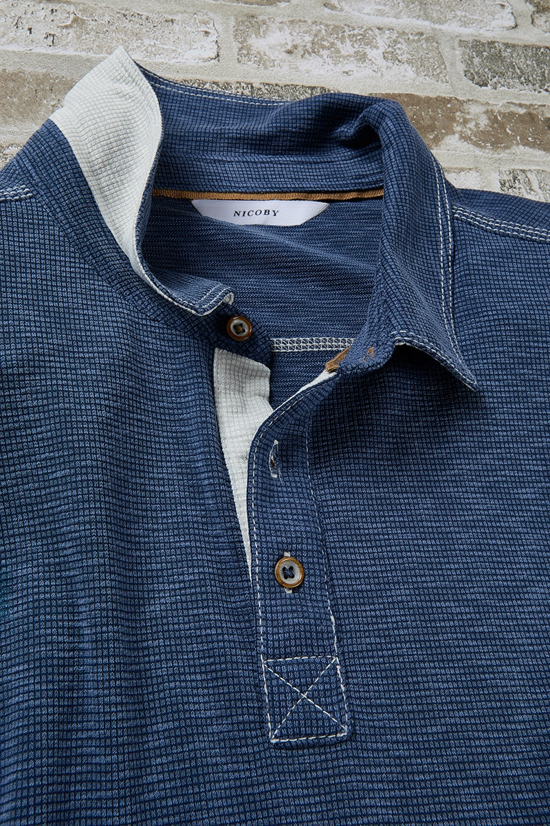 Wholesale,Nicoby Age of Wisdom, Nicoby Age of Wisdom Navy Textured Slub Polo, Blue, Extra Large-47-TagXL