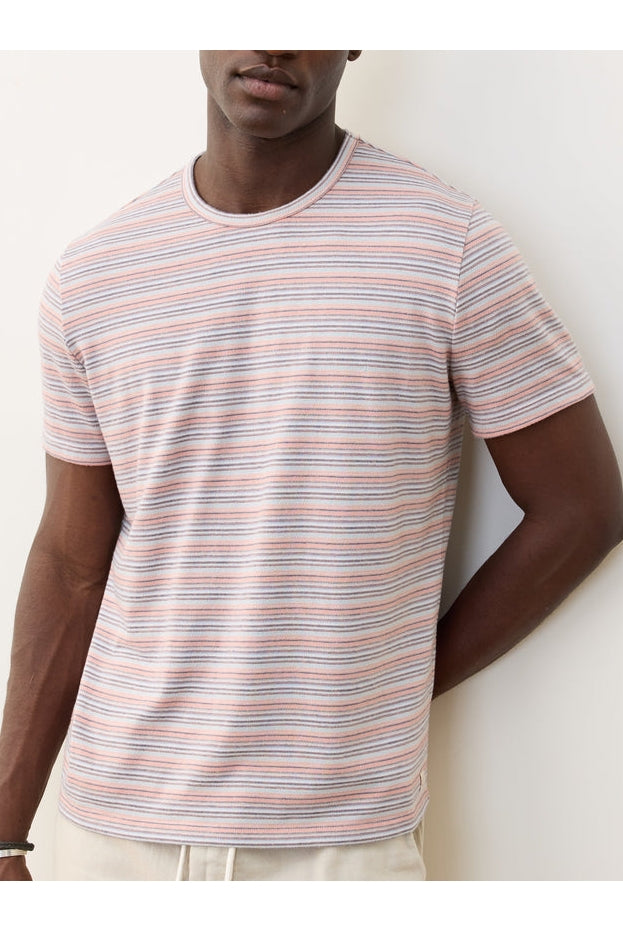 Wholesale,Marine Layer, Marine Layer Multi Striped Jacquard Crew Tee, Orange, Small-41-TagSMedium-43-TagMLarge-46-TagLExtra Large-50-TagXLExtra Extra Large-52-TagXXL