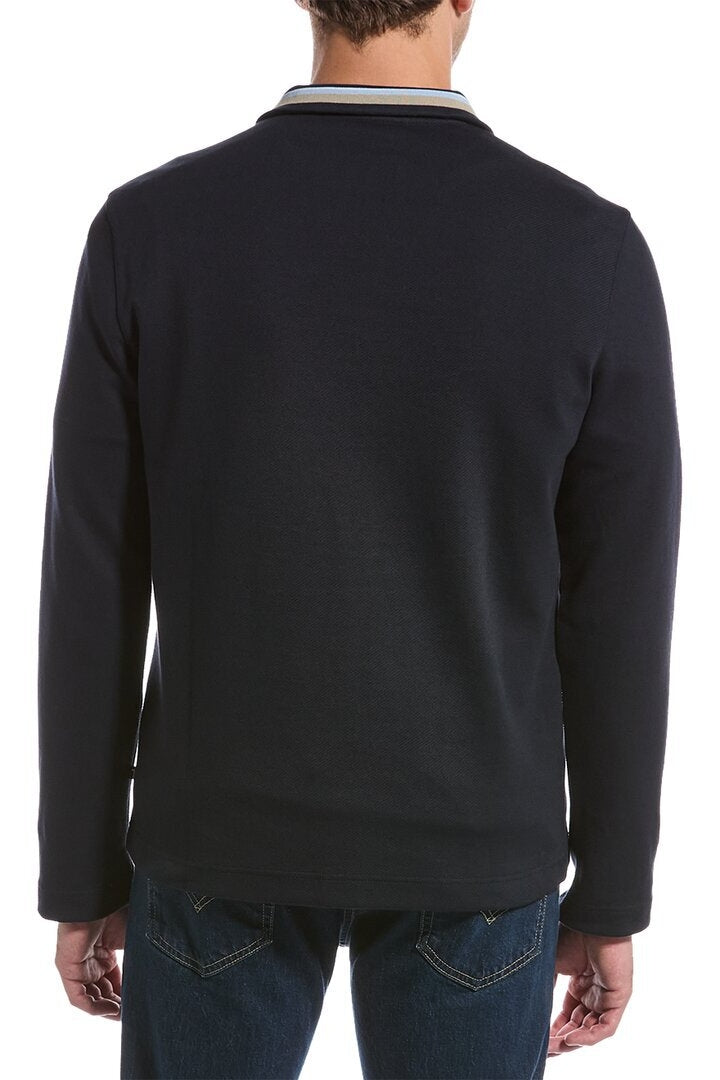 Ted Baker Navy Ribbed Mock Neck Half-Zip Pullover