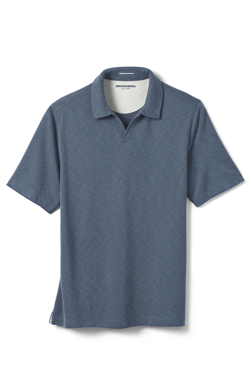 Wholesale,Johnston & Murphy, Johnston & Murphy Navy Vintage Slub V-Neck Polo, Blue, Extra Large-50-TagXLExtra Extra Large-53-TagXXL