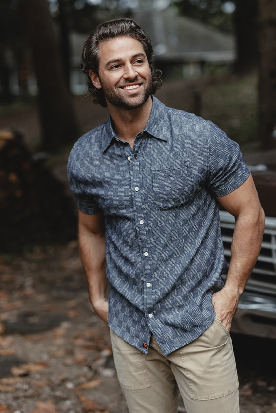 Wholesale,The Normal Brand, The Normal Brand Navy Check Woven Shirt, Blue, Medium-44-TagMLarge-46-TagL