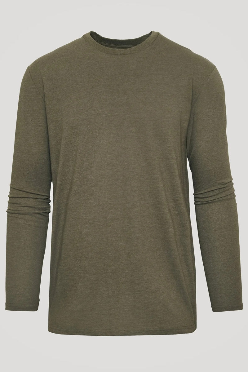 Faire,True Classic, True Classic Heather Military Green Long Sleeve T-Shirt, Green, Small-38-TagS