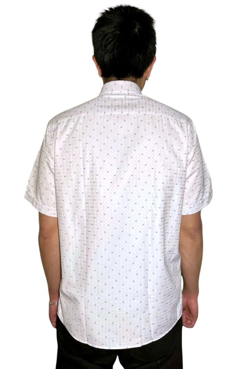 Wholesale,Jakamen, Jakamen White Dobby Weave Checkered Motif Shirt, White, Extra Large-48-TagXLExtra Extra Large-50-TagXXLExtra Extra Large-52-TagXXLLarge-46-TagLSmall-40-TagSMedium-44-TagM