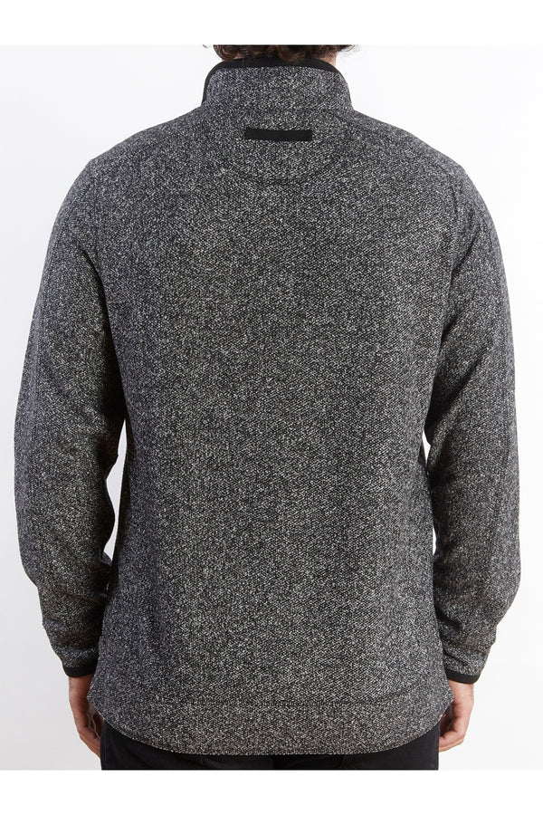 Nicoby Age of Wisdom Black Herringbone Brushed 3 Button Pullover