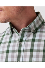 Mizzen + Main Green/Grey Multi Check Trim Flannel Shirt