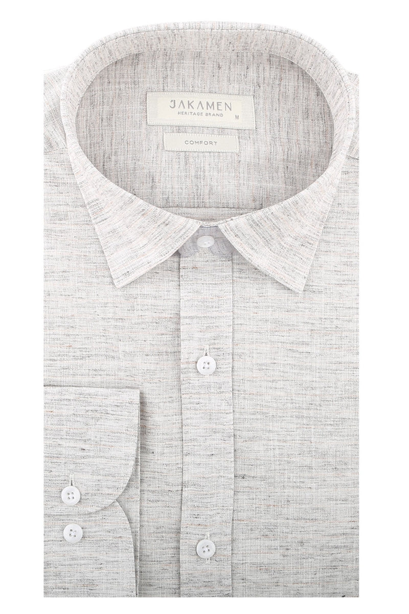 Wholesale,Jakamen, Jakamen Light Grey Textured Cotton/Linen Comfort Fit Shirt, Grey, Small-41-TagSMedium-44-TagMLarge-46-TagLExtra Large-48-TagXLExtra Large-50-TagXXL