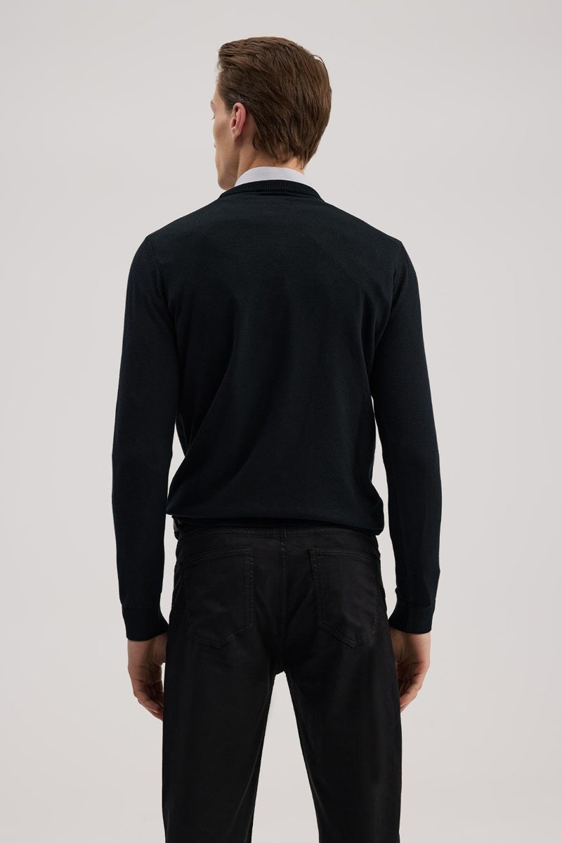 Wholesale,Jakamen, Jakamen Black Textured Slim Fit Sweater, Black, Medium-40-TagM