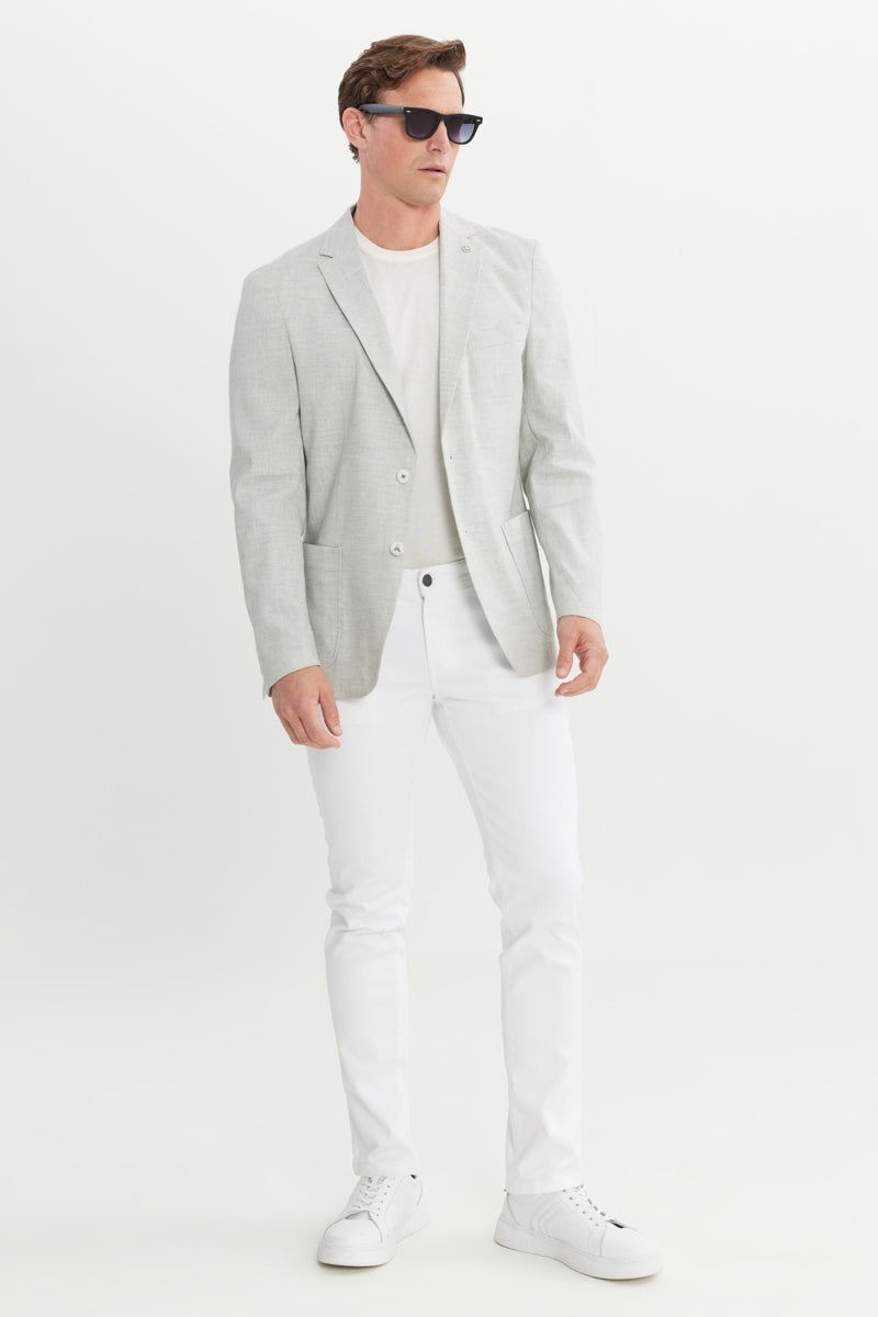 Wholesale,Altınyıldız Classics, Altinyildiz Classics Grey Slim Fit Linen Blend Blazer, Grey, Large-43-Tag52
