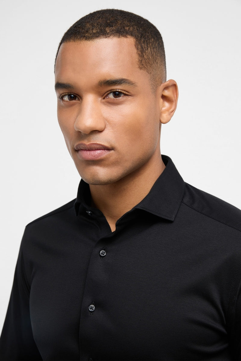 Wholesale,Eterna, 1863 by Eterna Black Jersey Knit Slim Fit Shirt, Black, Small-40-Tag15Small-43-Tag15.5Large-45-Tag16Large-48-Tag17Extra Large Size|Large-48-Tag17