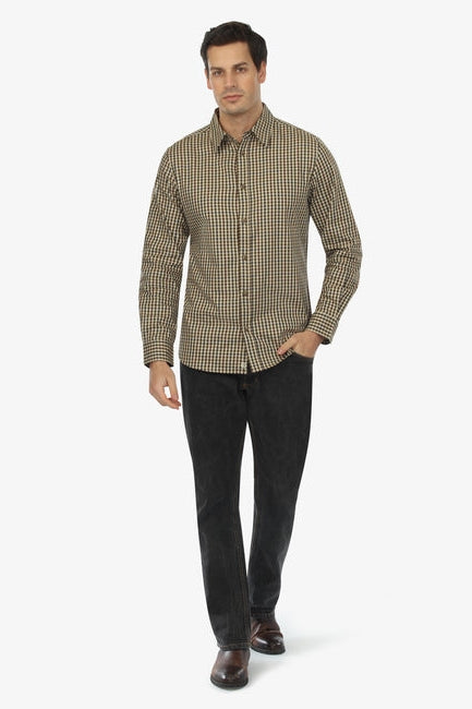 Wholesale,Vustra, Vustra Olive/Beige Mammoth Woods Plaid Organic Cotton Shirt, Green, Medium-44-TagL