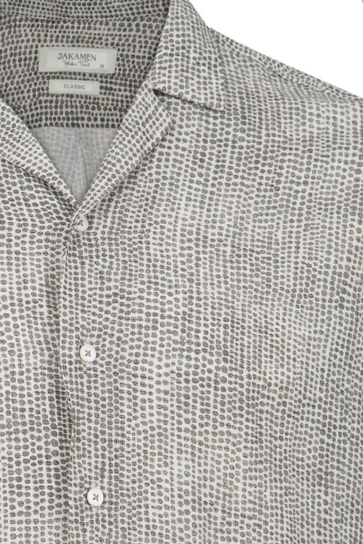 Wholesale,Jakamen, Jakamen Green Dot Print Linen Shirt, Green, Extra Large-48-TagXLExtra Extra Large-50-TagXXLMedium-44-TagMSmall-42-TagSLarge-46-TagL