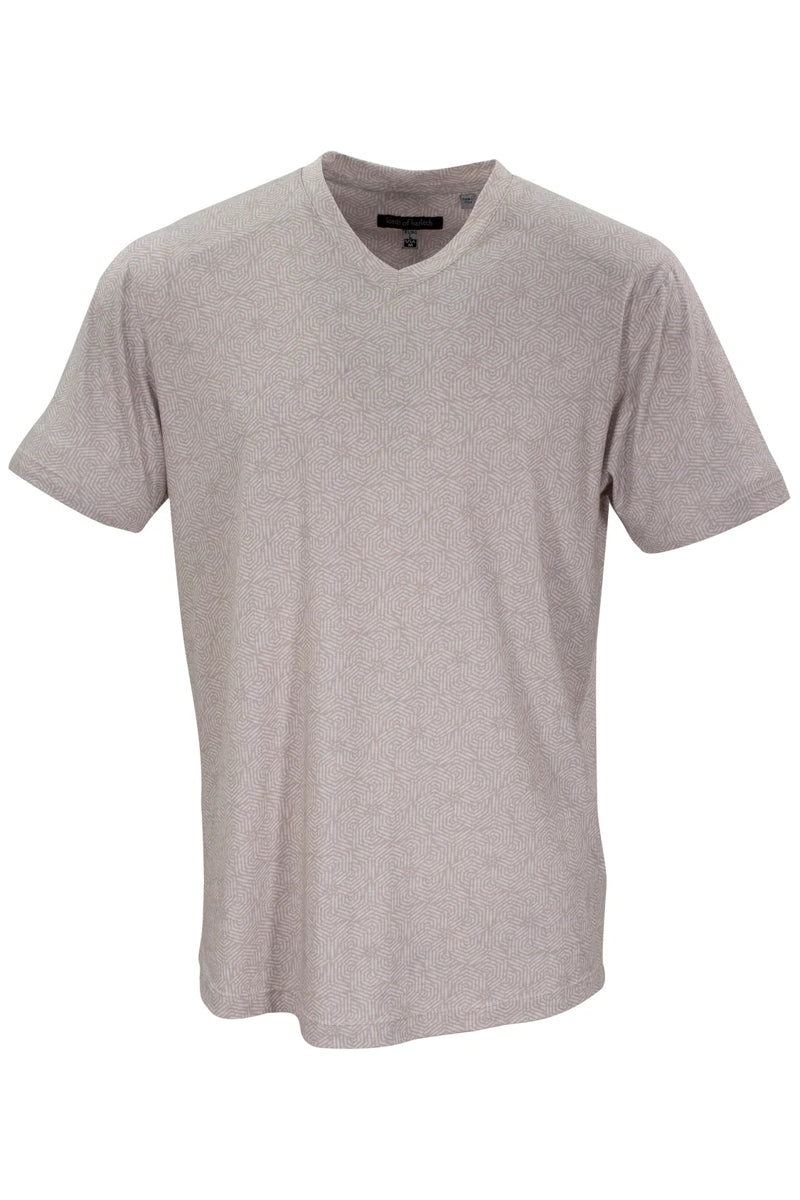 Direct From Brand,Lords of Harlech, Lords of Harlech Tan Geo V-neck Slub Jersey T-Shirt, Tan, Small-38-TagSMedium-42-TagMLarge-44-TagLExtra Large-48-TagXLExtra Extra Large-50-TagXXL