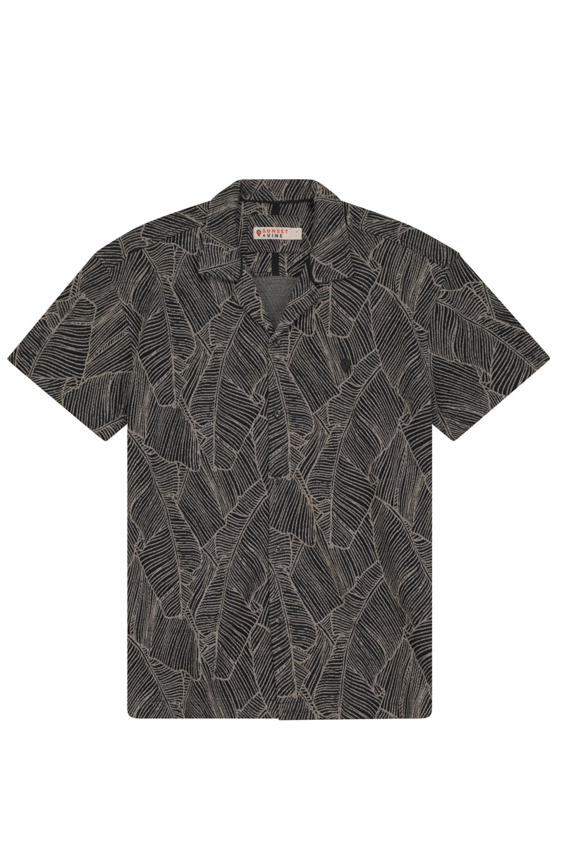 Wholesale,SUNSET X VINE, SUNSET X VINE Black Knit Textured Printed Shirt, Black, Large-48-TagL