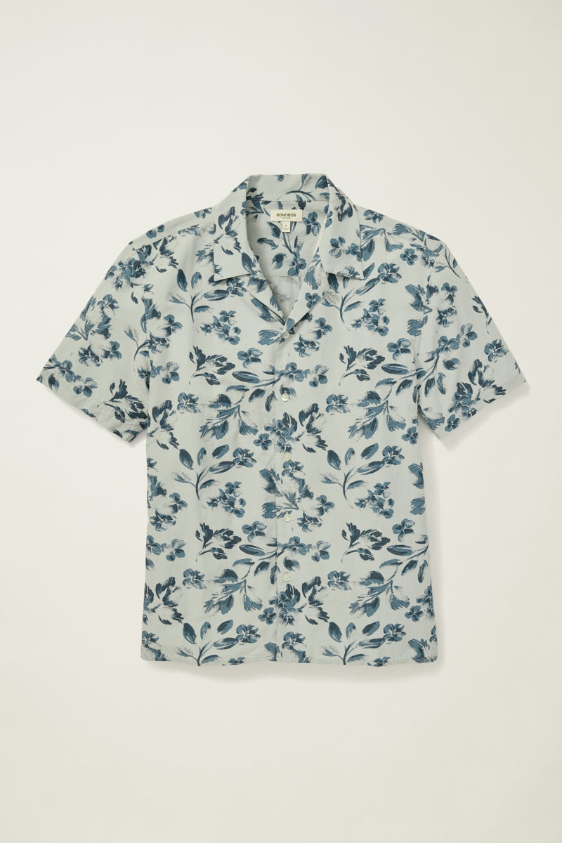 Wholesale,Bonobos, Bonobos Blue Daylight Floral Print Shirt, Blue, Small-41-TagSMedium-44-TagMLarge-47-TagLExtra Large-50-TagXLExtra Extra Large-53-TagXXL