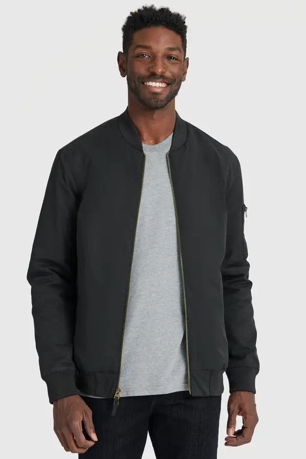 Faire,True Classic, True Classic Carbon Black Bomber Jacket, Black, Medium-44-TagM