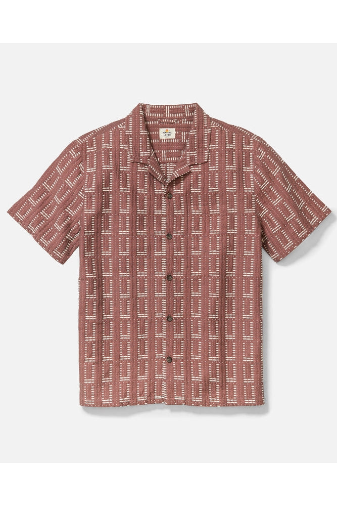 Wholesale,Marine Layer, Marine Layer Withered Rose Textured Seersucker Dobby Shirt, Brown, Large-47-TagL
