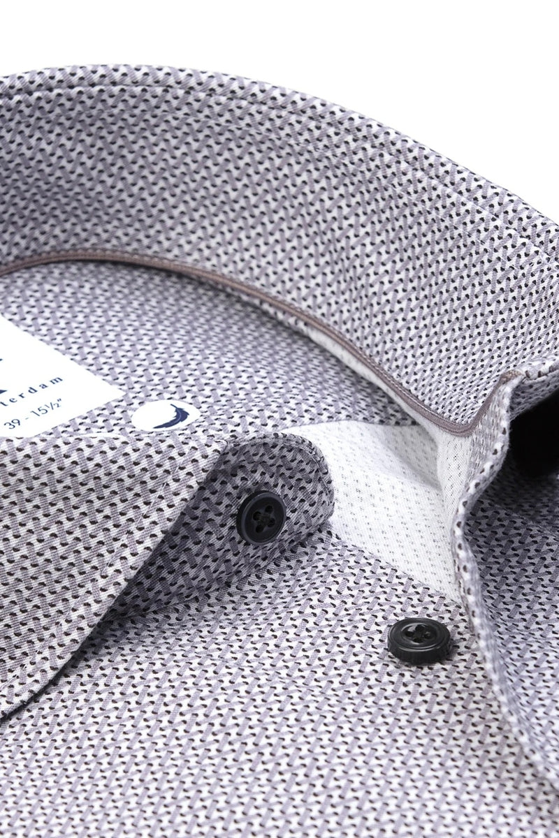 Direct From Brand,R2 Amsterdam, R2 Amsterdam Grey Printed Tencel Blend Shirt, Grey, Medium-42-Tag39