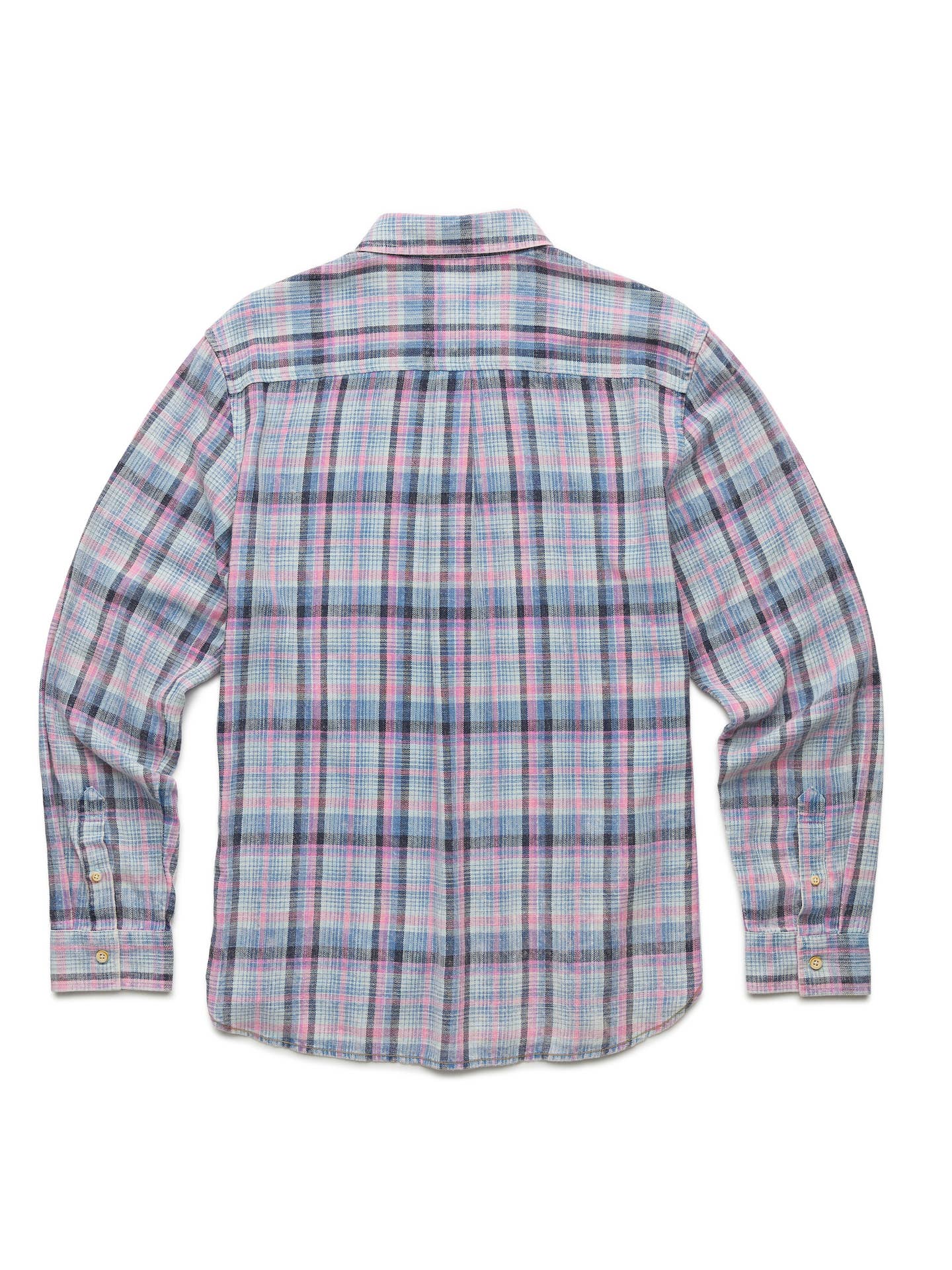 Faire,Surfside Supply, Surfside Supply Pink/Blue Surfside Supply Pink Multi Washed Plaid Long Sleeve Twill Shirt  Plaid 2 Tone Cotton Slub 1 Pocket Long Sleeve Shirt, Pink, Extra Large-46-TagXL