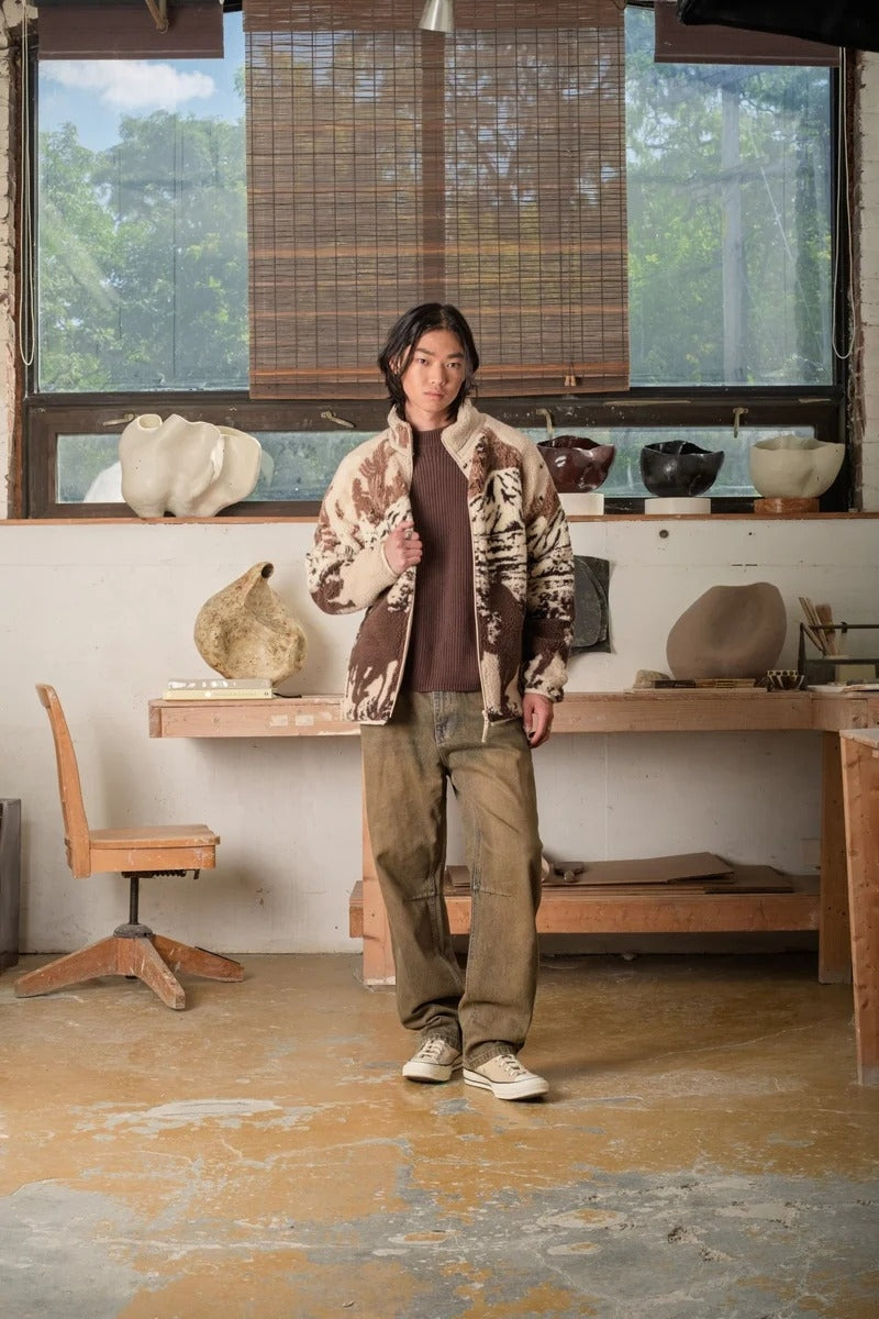 Wholesale,Kuwalla, Kuwalla Desert Stallion Printed Terry Sherpa Fleece Jacket, Cream, Small-44-TagS