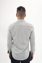 Jakamen Light Grey Textured Long Sleeve Button Up Shirt