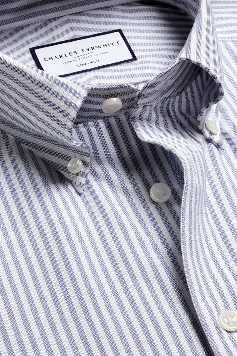Charles Tyrwhitt Mid Blue Stretch Oxford Stripe Shirt – Taelor.Style Charles Tyrwhitt Mid Blue Stretch Oxford Stripe Shirt – Taelor.Style