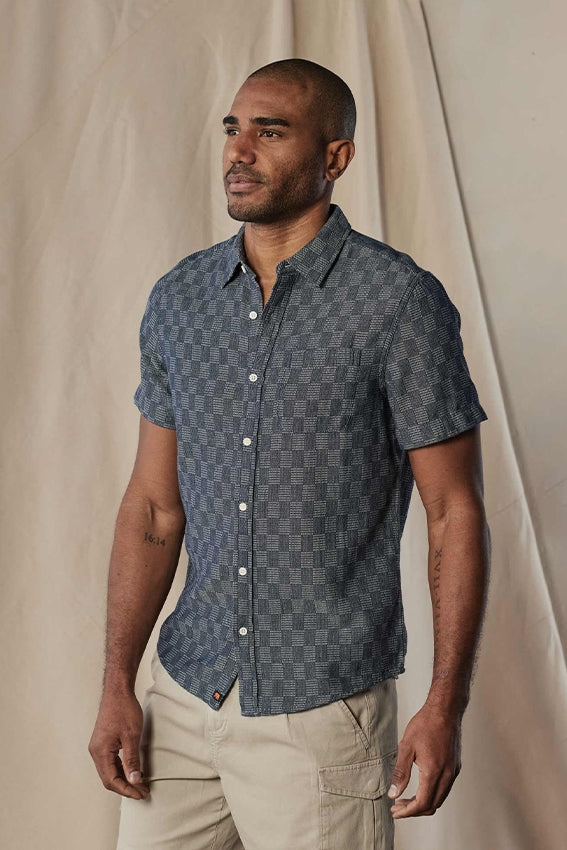 Wholesale,The Normal Brand, The Normal Brand Navy Check Woven Shirt, Blue, Medium-44-TagMLarge-46-TagL