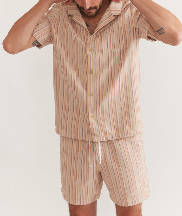 Wholesale,Marine Layer, Marine Layer Orange Multi Striped Caleb Resort Shirt, Orange, Medium-45-TagMLarge-47-TagLExtra Large-49-TagXLExtra Extra Large-53-TagXXLSmall-42-TagS