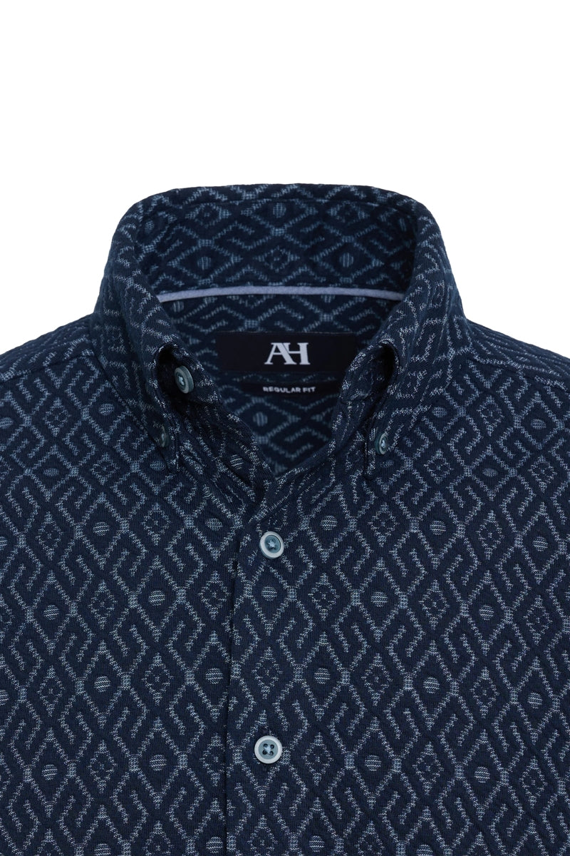 Wholesale,Luchiano Visconti, American Heritage Navy Jacquard Knitted Diamond Quilted Shirt, Blue, Small-41-TagSMedium-44-TagMLarge-46-TagLExtra Large-49-TagXLExtra Extra Large-52-TagXXL