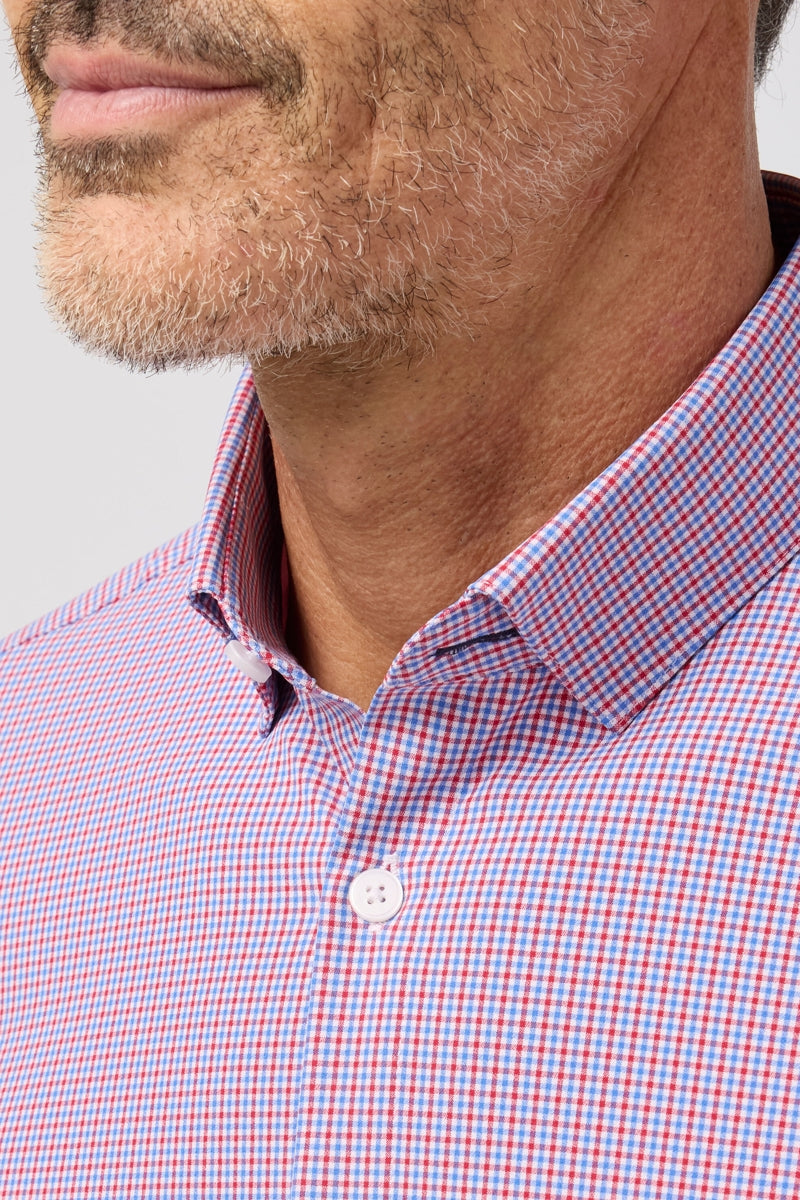 Wholesale,Mizzen + Main, Mizzen + Main Red/Blue Plaid Trim Dress Shirt, Red, Extra Extra Large-52-TagXXL
