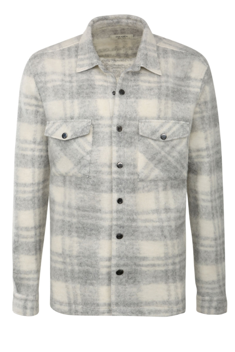 Wholesale,Jakamen, Jakamen Grey/White Plaid Wool Shacket, Grey, Small-42-TagSMedium-44-TagMLarge-46-TagLExtra Large-49-TagXLExtra Extra Large-52-TagXXL