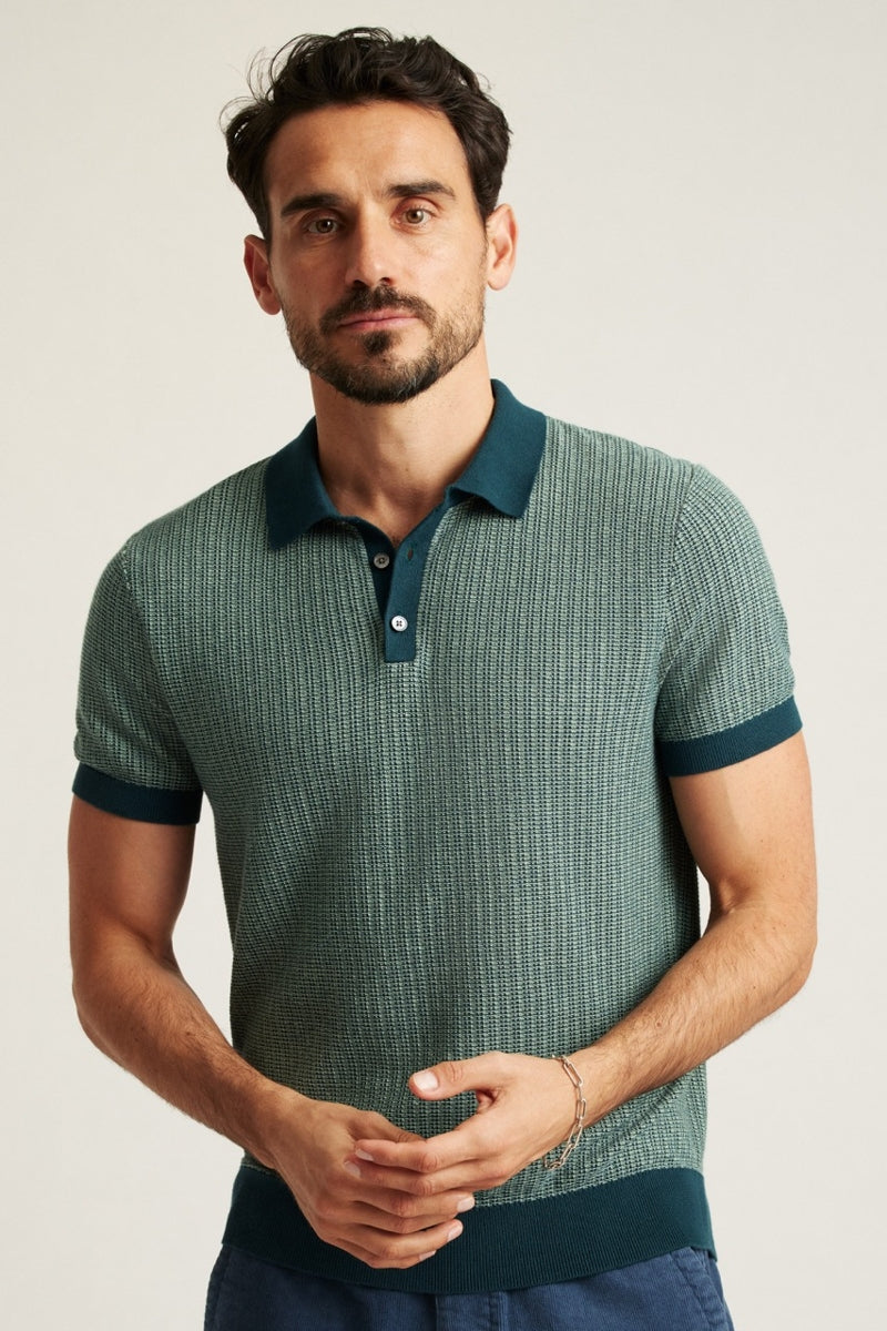 Wholesale,Bonobos, Bonobos Moss Two Tone Textured Sweater Polo, Green, Extra Large-48-TagXL