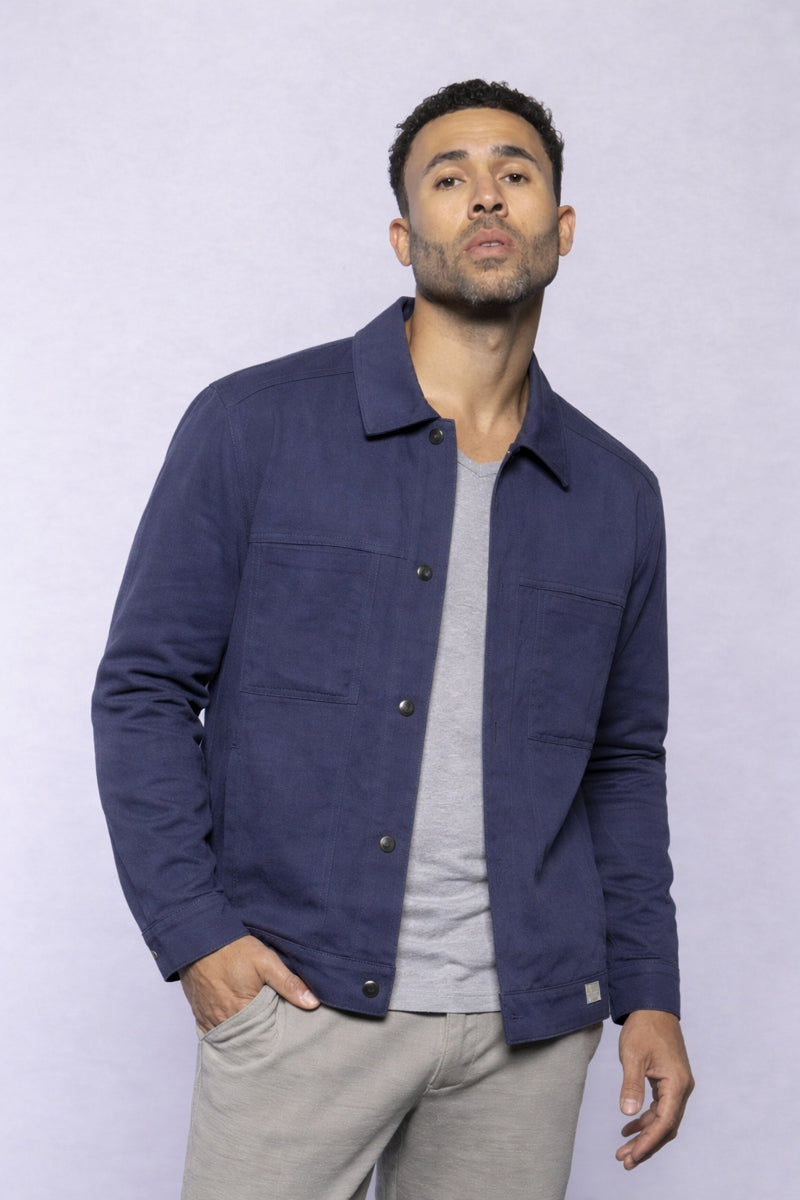 Wholesale,Mason Cruz, Mason Cruz Indigo Linen Blend Trucker Jacket, Blue, Extra Large-46-TagXL