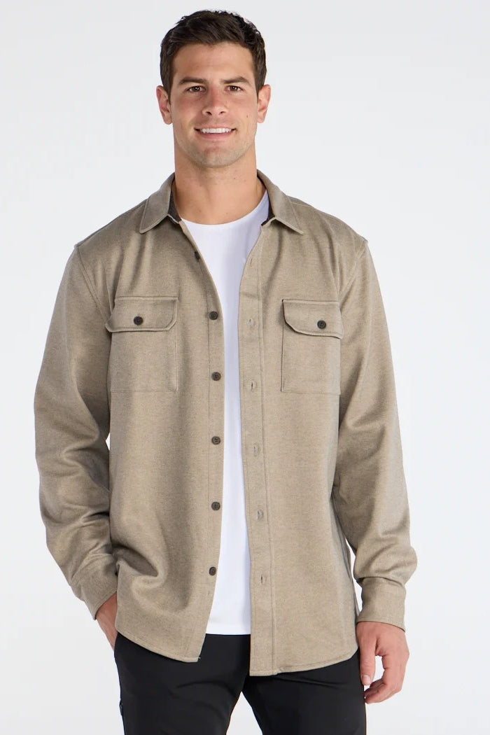Wholesale,BYLT, BYLT Tan Twill Stretch Shacket, Tan, Medium-44-TagM