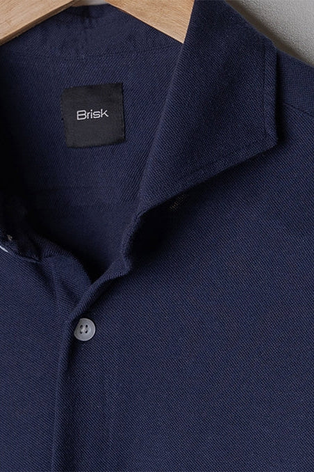 Wholesale,Brisk, Brisk Navy Knitted Soft Pique Short Sleeve Shirt, Blue, Medium-42-TagM