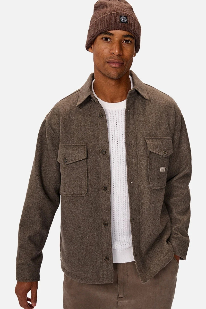 Wholesale,INDUSTRIE AUSTRALIA, INDUSTRIE AUSTRALIA Mid Brown Brushed Shacket, Brown, Small-44-TagSExtra Large-50-TagXL