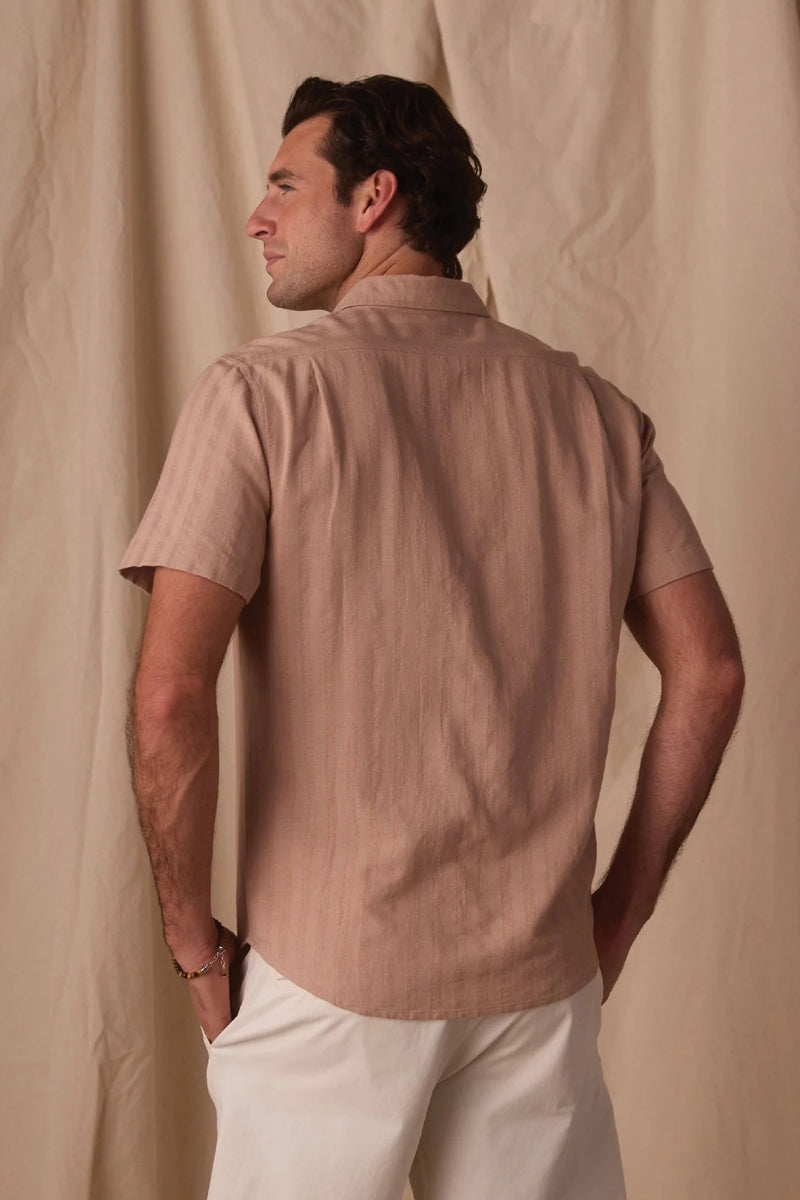 Wholesale,The Normal Brand, The Normal Brand Blush Striped Textured Shirt, Pink, Medium-44-TagM