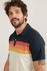 Marine Layer Navy/Cream Recycled Chest Striped Polo