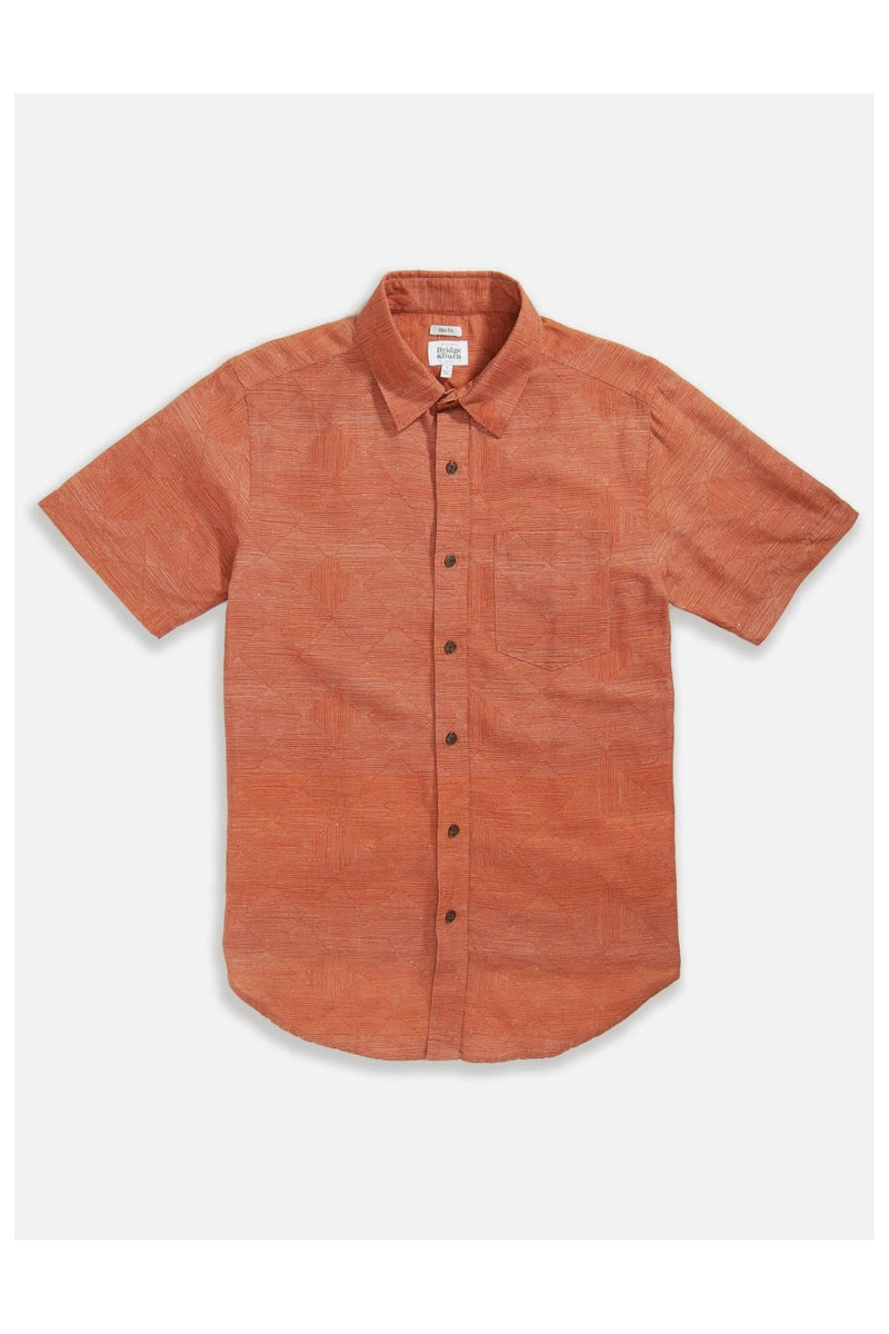 Faire,Bridge & Burn, Bridge & Burn Rust Diamond Textured Slim Fit Shirt, Orange, Medium-41-TagM