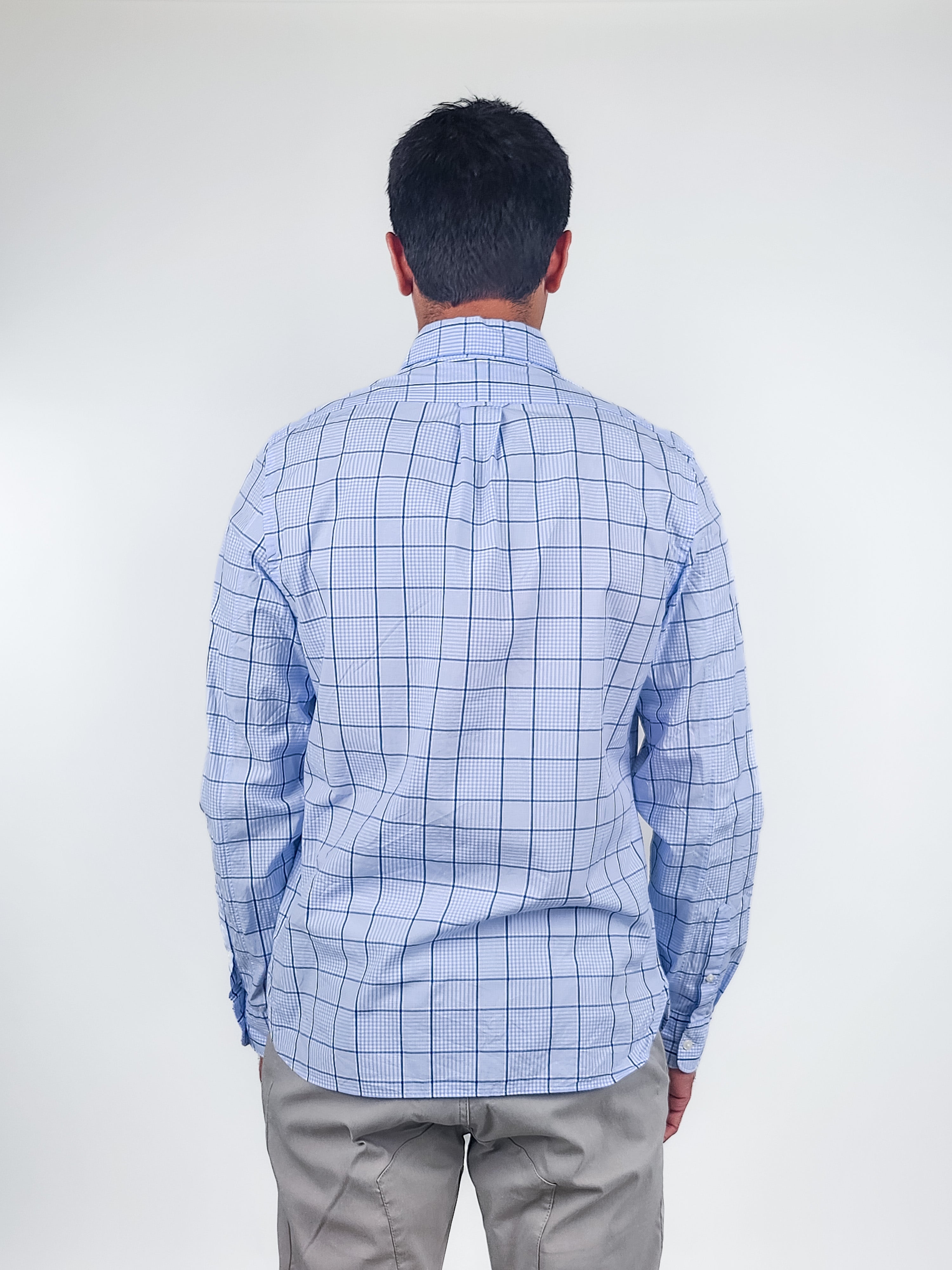 Other,The Mens Store, The Mens Store Light Blue Plaid Long Sleeve Dress Shirt, Blue, Medium-44-TagM