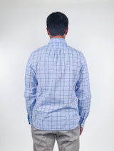 The Mens Store Light Blue Plaid Long Sleeve Dress Shirt