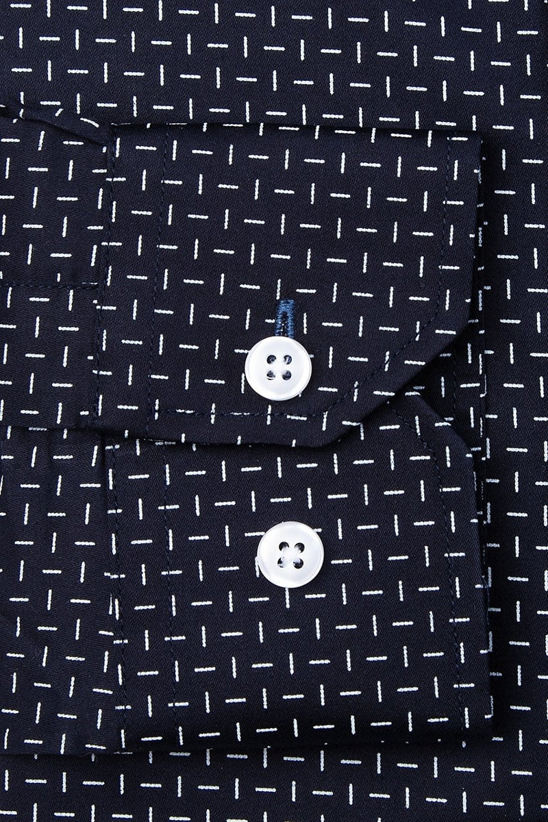 Faire,Alynn, Alynn Navy with White Dot Print Slim Fit Shirt, Blue, Extra Large-48-TagXLSmall-38-TagSMedium-42-TagMLarge-45-TagL