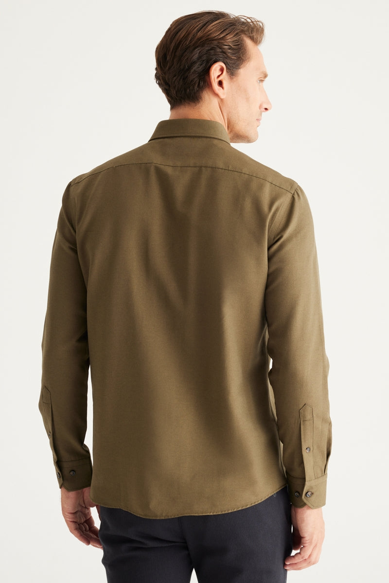 Wholesale,Altinyildiz Classics, Altinyildiz Classics Olive Cotton Oxford Slim Fit Shirt, Green, Extra Small-38-TagS