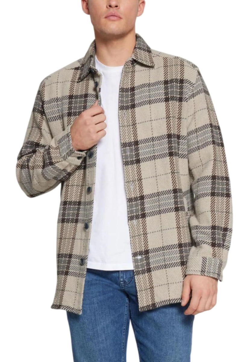 Wholesale,Signal Clothing, Signal Clothing Tan/Brown Check Muted Textured Shacket, Tan, Large-49-TagL