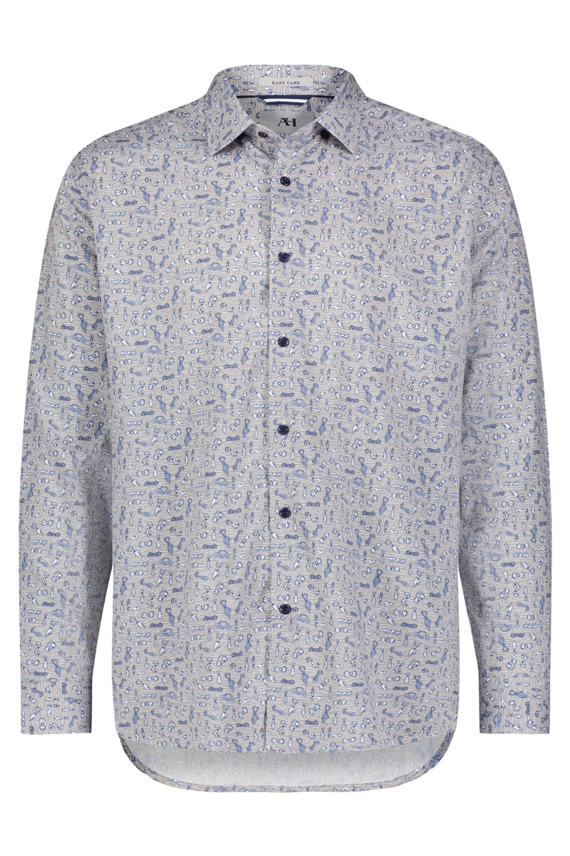 Wholesale,American Heritage, American Heritage Grey Abstract Print Performance Shirt, Grey, Large-48-TagL